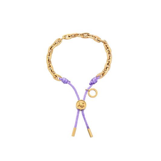 Turtle Anchor Chain Armband Gold Lila