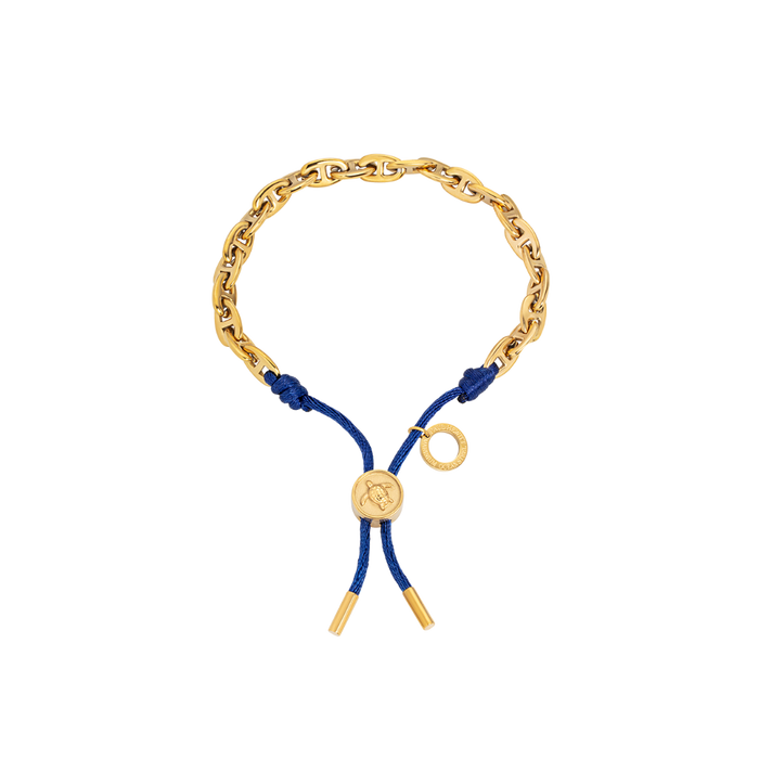 Turtle Anchor Chain Armband Gold Navy