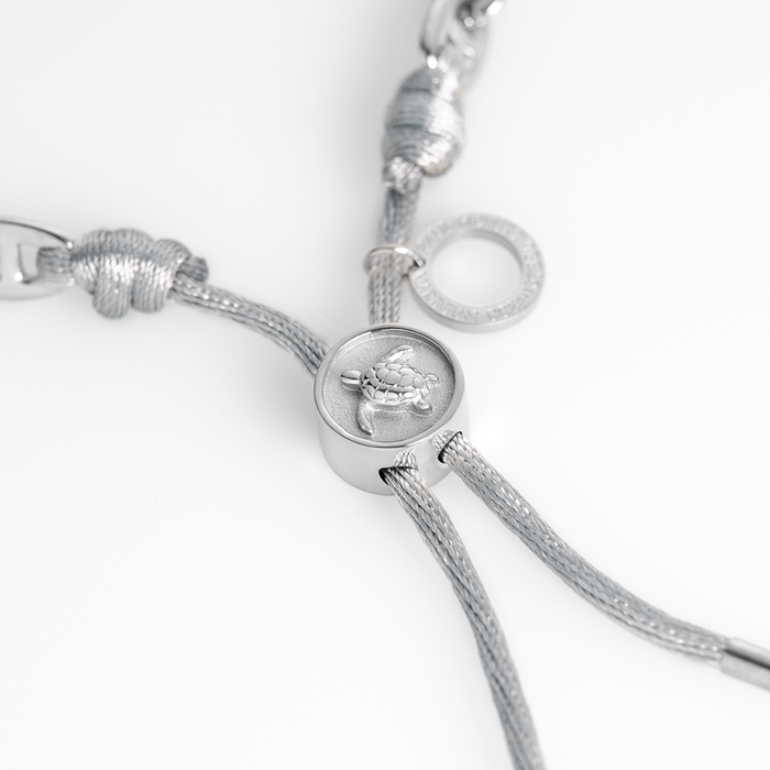 Turtle Anchor Chain Armband Silber Grau