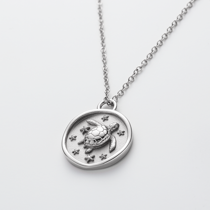 Turtle Coin Halskette Silber