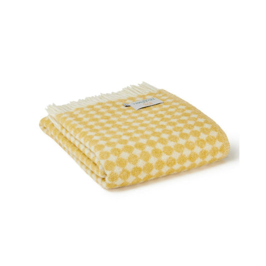 Tweedmill Jacquard Spot Throw - Oil Yellow