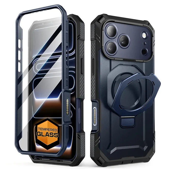 UB GRIP PRO Series iPhone 17 Pro MagSafe Phone Case with HD Tempered Glass - Azure