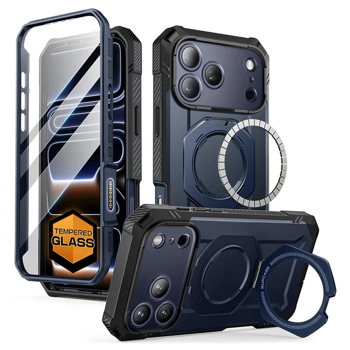 UB GRIP PRO Series iPhone 17 Pro MagSafe Phone Case with HD Tempered Glass - Azure