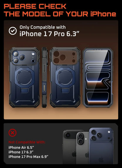 UB GRIP PRO Series iPhone 17 Pro MagSafe Phone Case with HD Tempered Glass - Azure