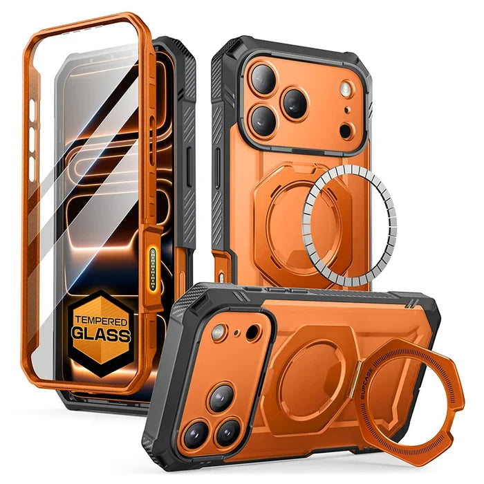 UB GRIP PRO Series iPhone 17 Pro MagSafe Phone Case with HD Tempered Glass - Coral