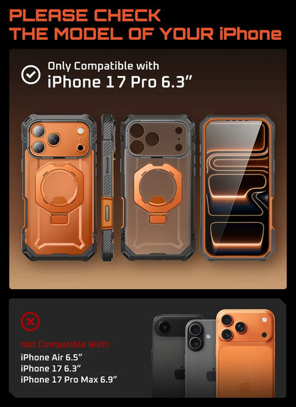 UB GRIP PRO Series iPhone 17 Pro MagSafe Phone Case with HD Tempered Glass - Coral