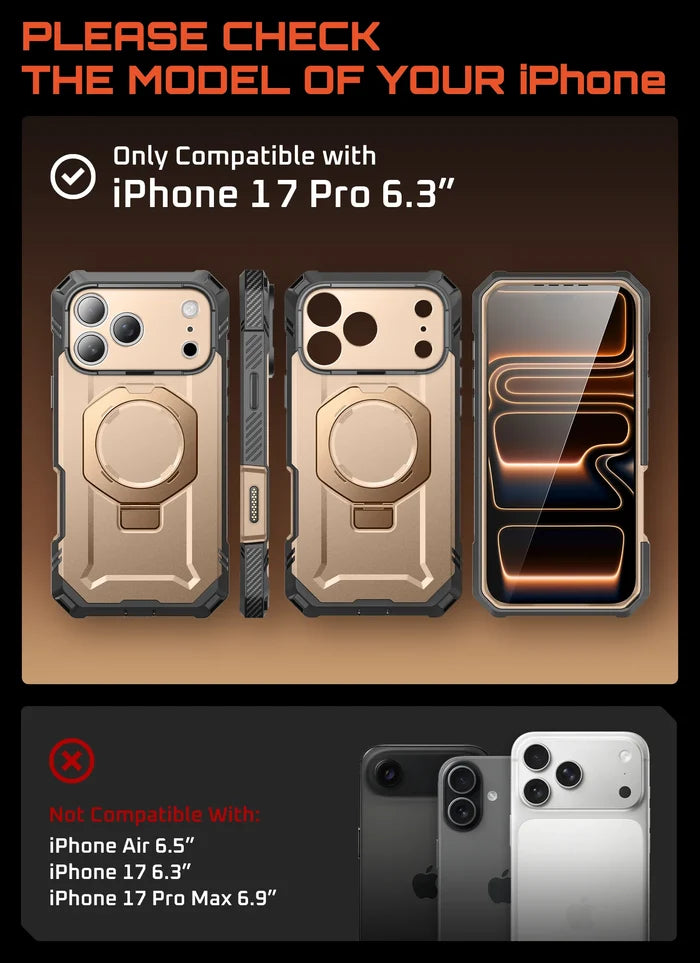 UB GRIP PRO Series iPhone 17 Pro MagSafe Phone Case with HD Tempered Glass - Desert