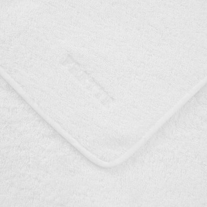 close up of the fabric and details of an Unito hand towel in white