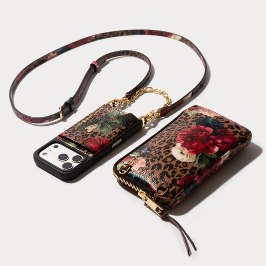 Valentina Duet Pouch Set - Ceci Dark Floral Cheetah/Gold