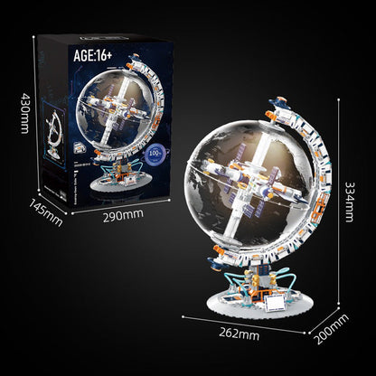 Weltraumstation - Globus mit Lichtern Klemmbausteine - LesDiy - Klemmbausteine