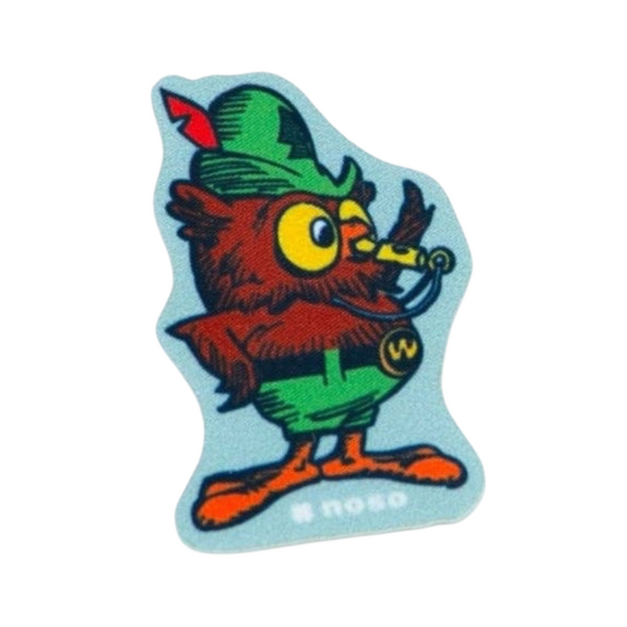 Forager Provisions LTD Woodsy Owl x NoSo weather-resistant peel-and-stick gear repair patch with a whistle motif.