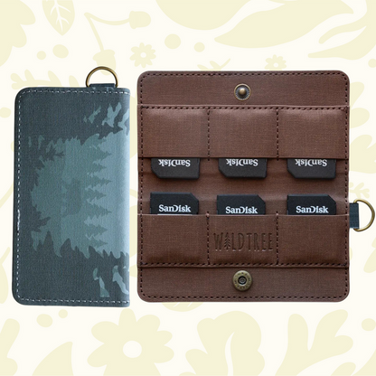 Forager Provisions LTD Wildtree Forest Friend card holder showing woodland print exterior and brown interior slots.