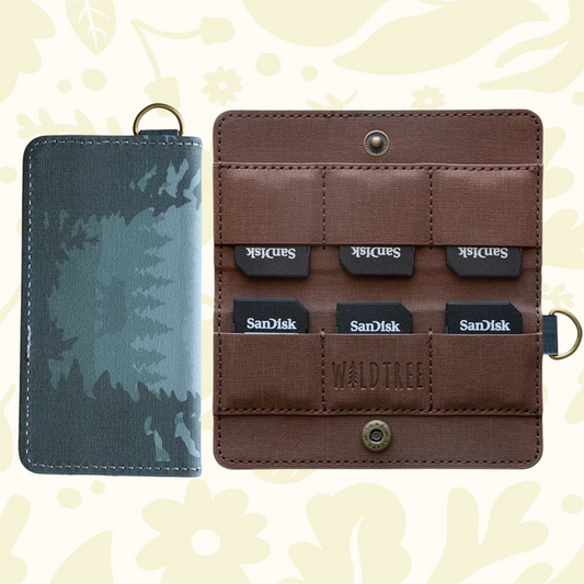 Forager Provisions LTD Wildtree Forest Friend card holder showing woodland print exterior and brown interior slots.