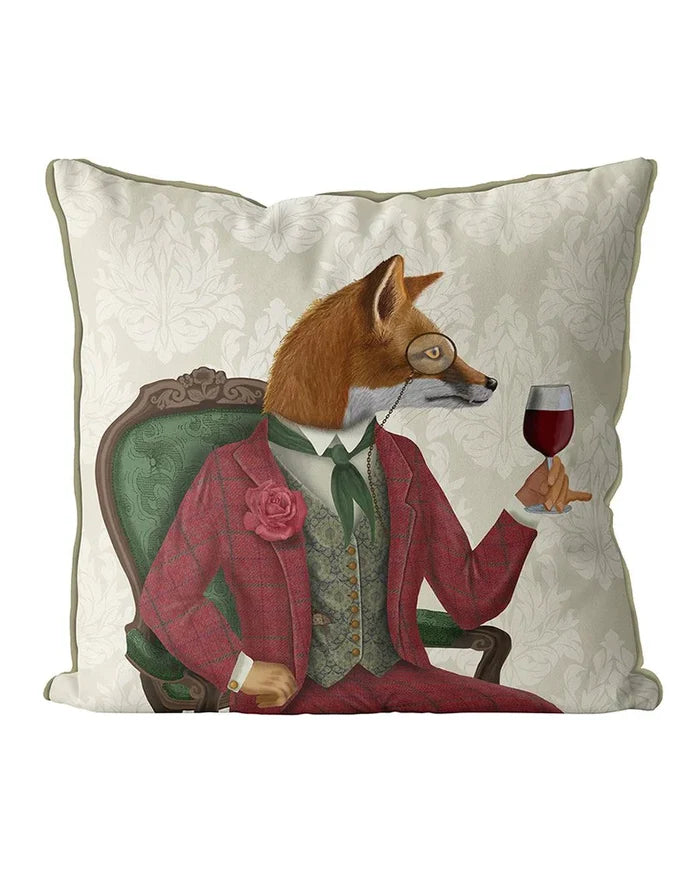 Wine Taster Fox Portrait Pillow