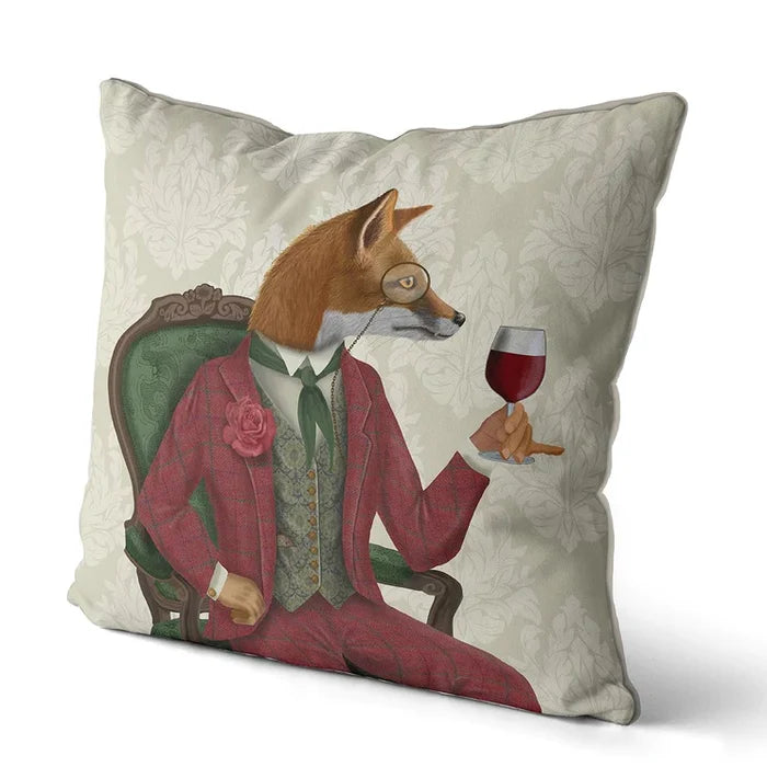 Wine Taster Fox Portrait Pillow
