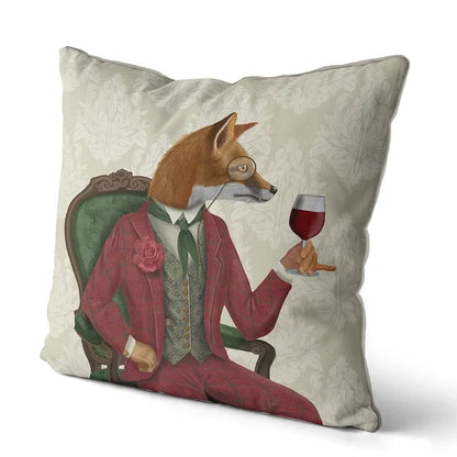 Wine Taster Fox Portrait Pillow