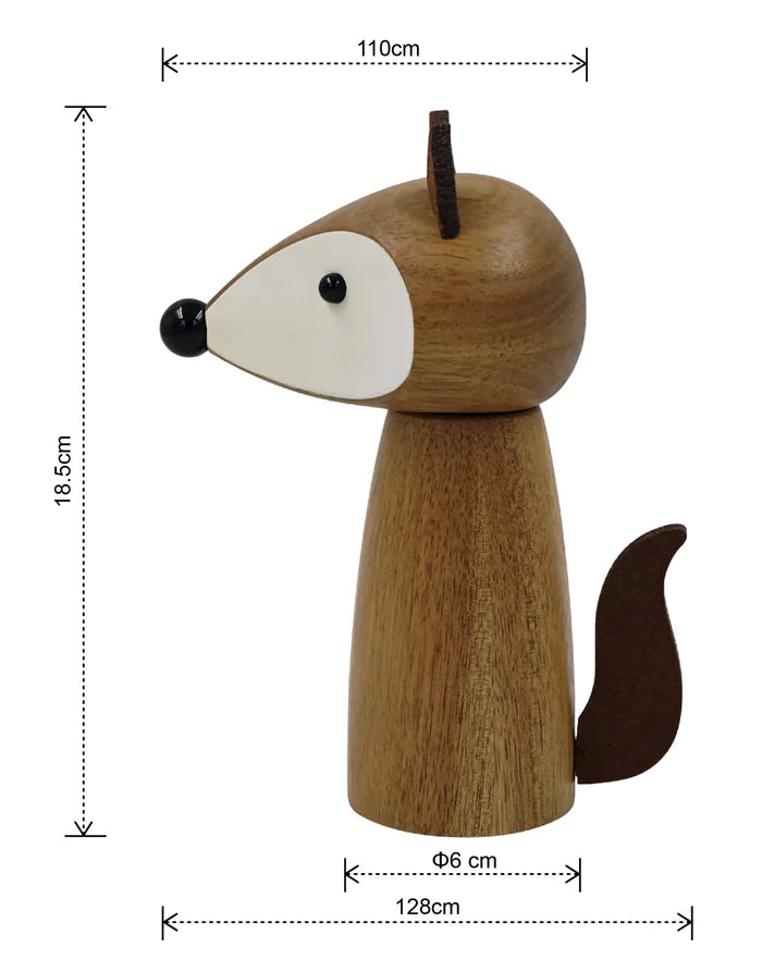 Wooden Fox Salt or Pepper Mill