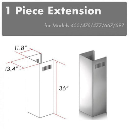 ZLINE 1-36 in. Chimney Extension for 9 ft. to 10 ft. Ceilings (1PCEXT-455/476/477/667/697) main image.