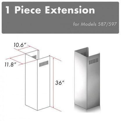 ZLINE 1-36 in. Chimney Extension for 9 ft. to 10 ft. Ceilings (1PCEXT-587/597) main image.