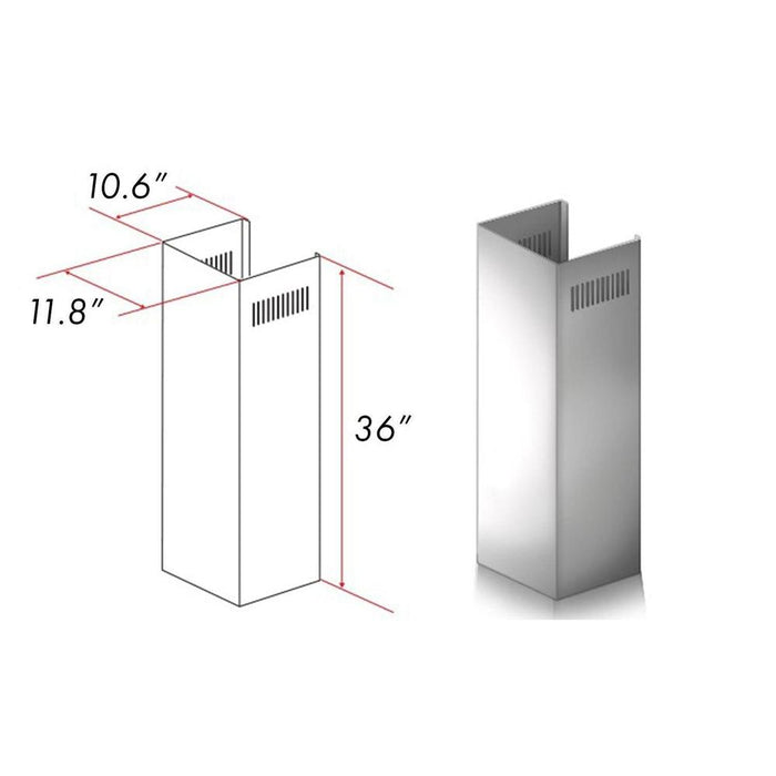 ZLINE 1-36 in. Chimney Extension for 9 ft. to 10 ft. Ceilings (1PCEXT-587/597)