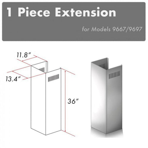 ZLINE 1-36 in. Chimney Extension for 9 ft. to 10 ft. Ceilings (1PCEXT-9667/9697) main image.