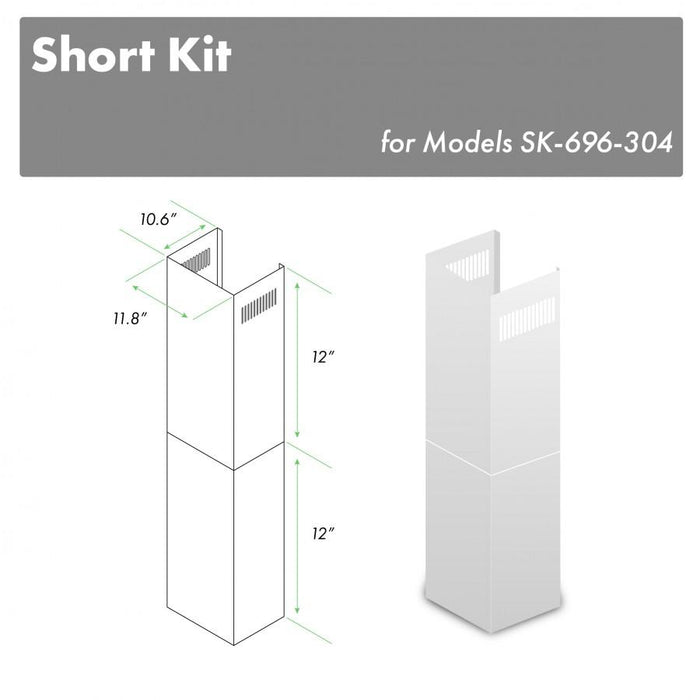 ZLINE 2-12 in. Short Chimney Pieces for 7 ft. to 8 ft. Ceilings (SK-696-304) main image.