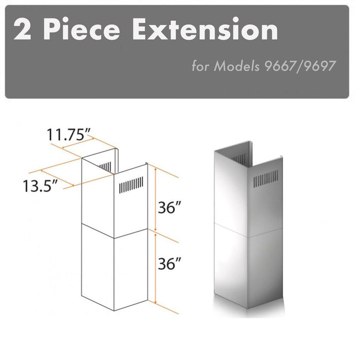 ZLINE 2-36 in. Chimney Extensions for 10 ft. to 12 ft. Ceilings (2PCEXT-9667/9697) main image.