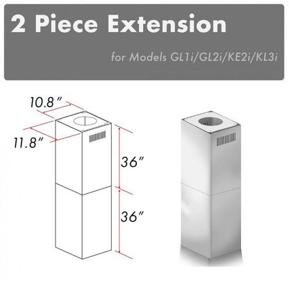 ZLINE 2-36 in. Chimney Extensions for 10 ft. to 12 ft. Ceilings (2PCEXT-GL1i/GL2i/KE2i/KL3i) main image.