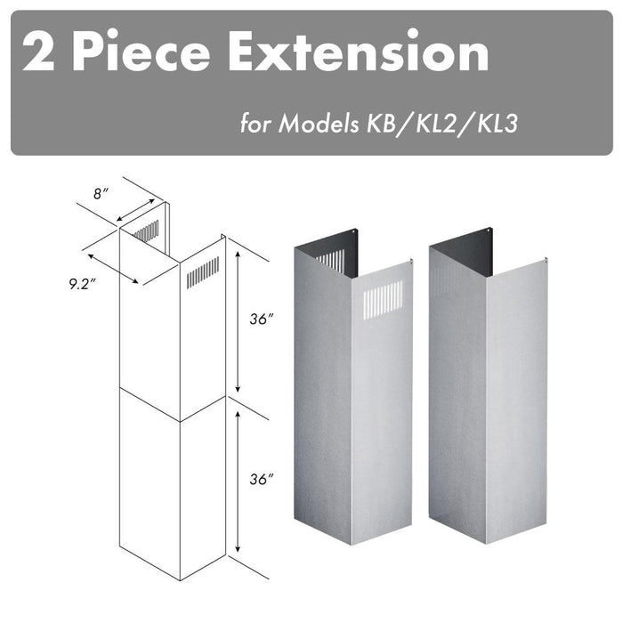 ZLINE 2-36 in. Chimney Extensions for 10 ft. to 12 ft. Ceilings (2PCEXT-KB/KL2/KL3) main image.