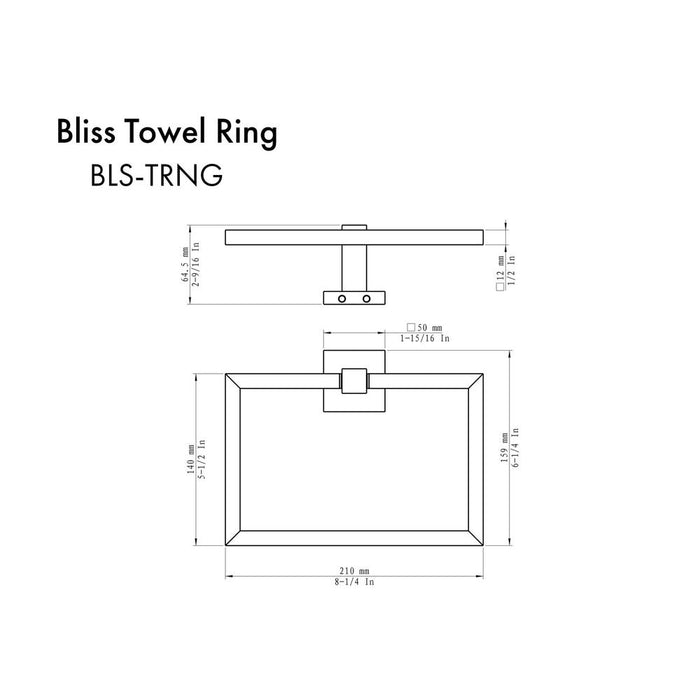 ZLINE Bliss Towel Ring (BLS-TRNG) dimensional diagram.