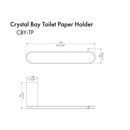 ZLINE Crystal Bay Toilet Paper Holder with Color Options (CBY-TP) dimensional diagram