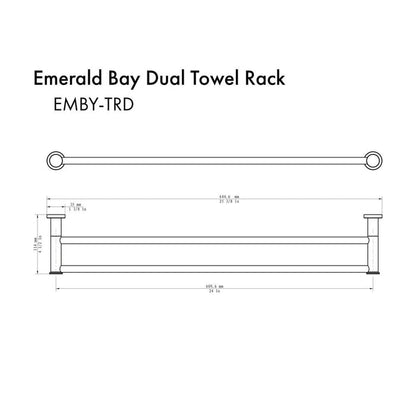 ZLINE Emerald Bay Double Towel Rail with color options (EMBY-TRD) dimensional diagram