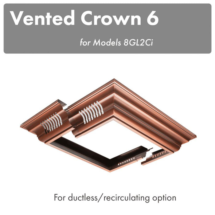 ZLINE Vented Crown Molding Profile 6 For Island Mount Range Hood (CM6V-8GL2Ci) main image.